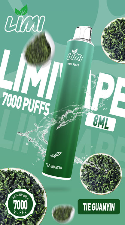 LIMI7000口拋棄式｜ILIA哩亞同廠生產，煙油容量更高 口味更優化｜超長續航 × 發光炫彩｜一次性便攜式圓管電子煙｜VAKA糖果雲煙館