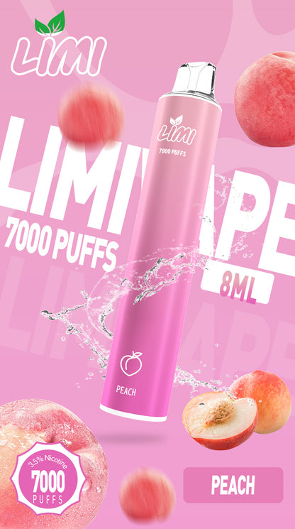 LIMI7000口拋棄式｜ILIA哩亞同廠生產，煙油容量更高 口味更優化｜超長續航 × 發光炫彩｜一次性便攜式圓管電子煙｜VAKA糖果雲煙館