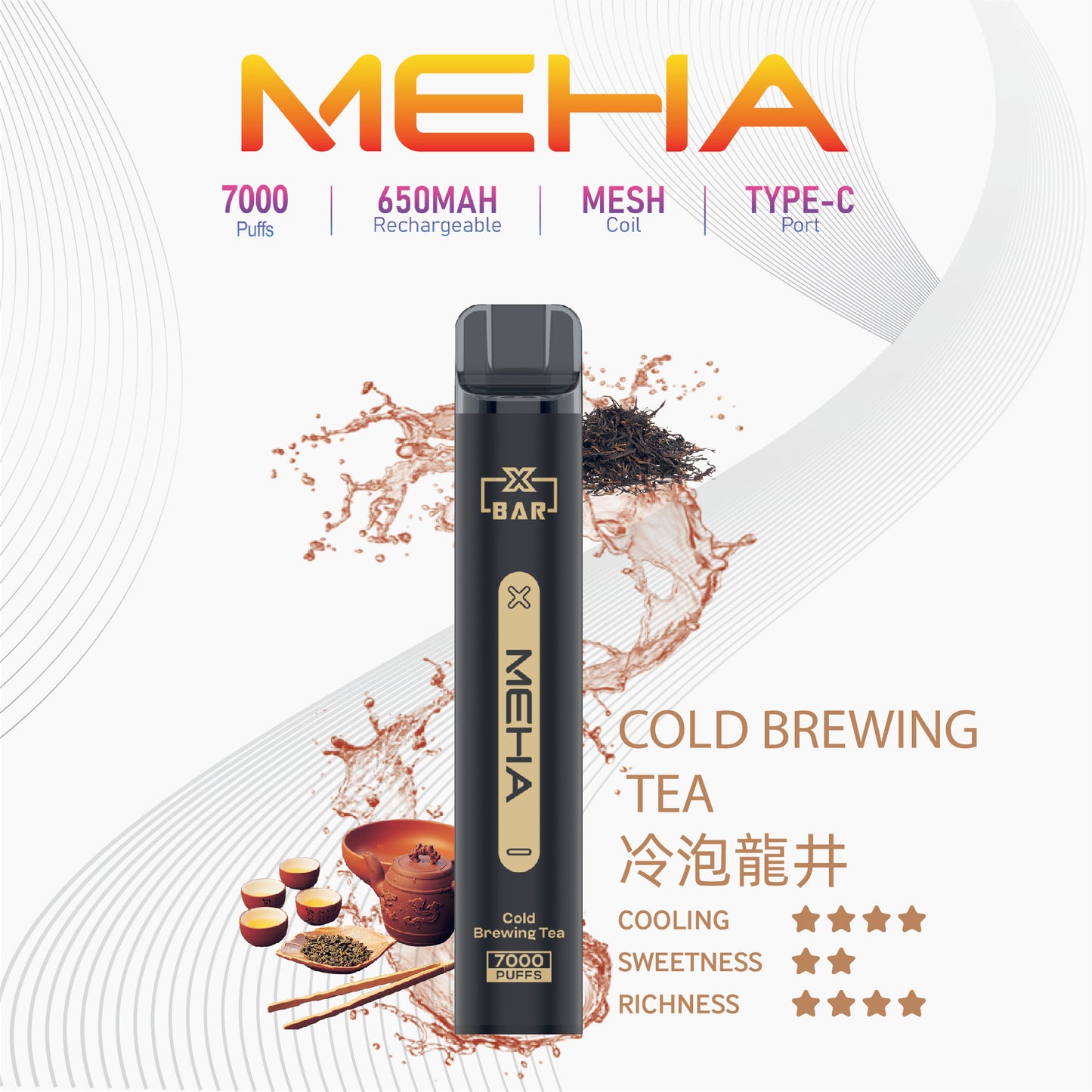 MEHA X BAR魅嗨小黑條 7000口一次性電子煙｜原廠正品·續航持久｜16種口味-VAKA糖果雲煙館