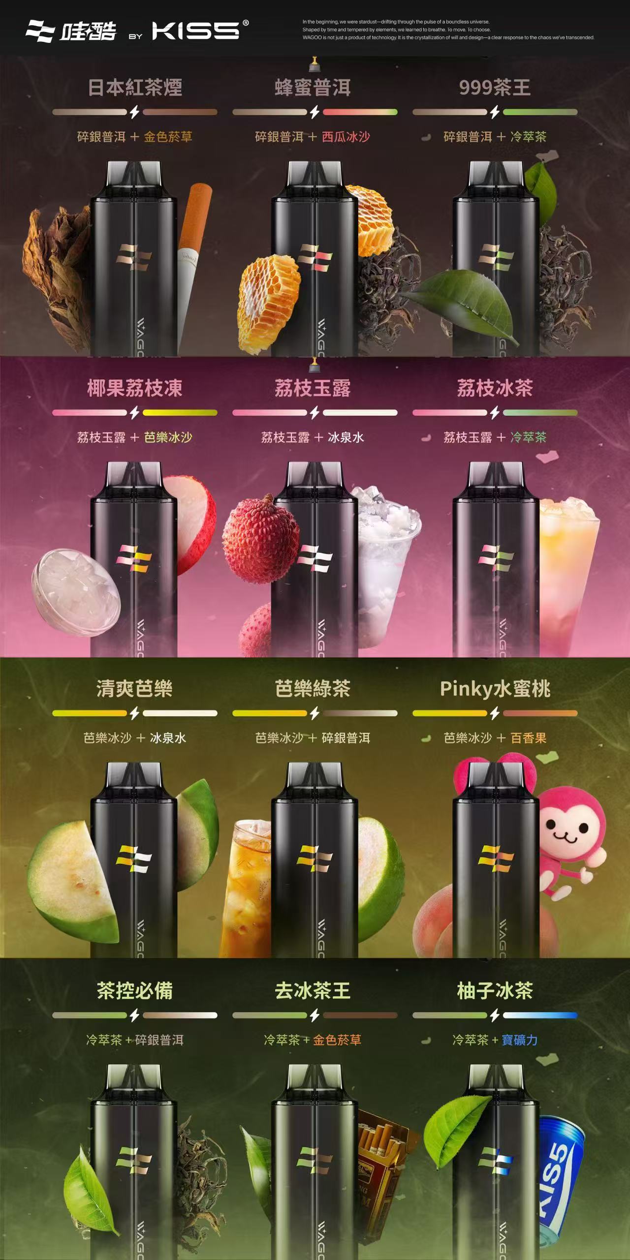 WAGOO哇酷6500口拋棄式 | 自由混搭雙口味|雙芯組合可搭 kis5 6500拋棄式-VAKA糖果雲煙館