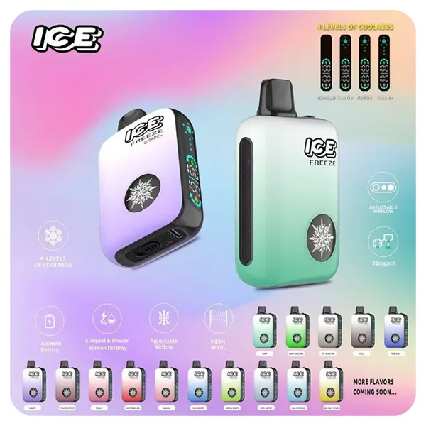 ICE超大容量拋棄式 10000口一次性電子煙 可調節涼度大屏幕電子煙-VAKA糖果雲煙館