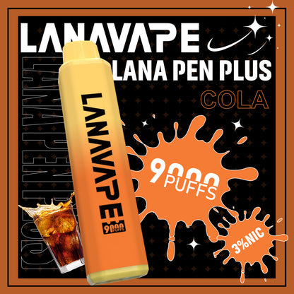 【LANA 9000口拋棄式】LANA PEN PLUS一次性電子煙 |  15ML大容量 | 具有變色LED燈設計 | VAKA糖果雲煙館
