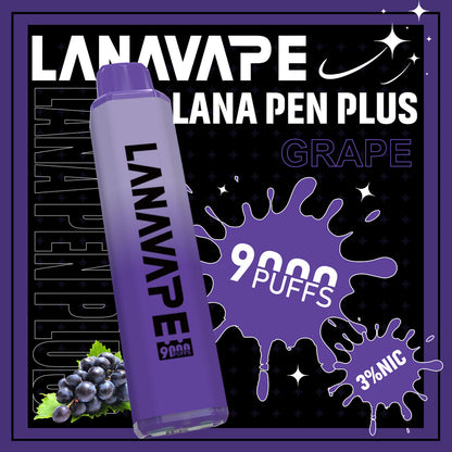 【LANA 9000口拋棄式】LANA PEN PLUS一次性電子煙 |  15ML大容量 | 具有變色LED燈設計 | VAKA糖果雲煙館