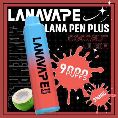 【LANA 9000口拋棄式】LANA PEN PLUS一次性電子煙 |  15ML大容量 | 具有變色LED燈設計 | VAKA糖果雲煙館