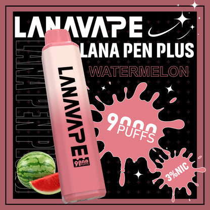 【LANA 9000口拋棄式】LANA PEN PLUS一次性電子煙 |  15ML大容量 | 具有變色LED燈設計 | VAKA糖果雲煙館